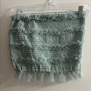American Threads Seafoam Ruffle crop top